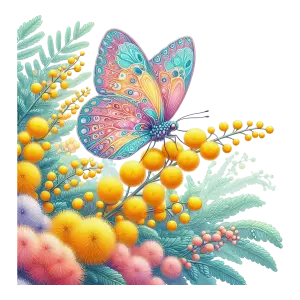 Colorful Butterfly on Vibrant Yellow and Pink Flower Cluster