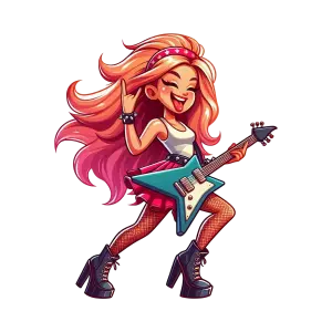 Female Rock Musician Playing Electric Guitar