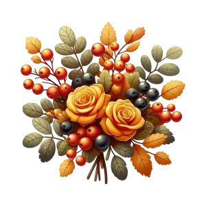 Autumn Bouquet with Orange Roses and Berries