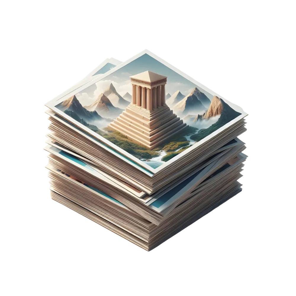 Stack of Photos Featuring Ancient Temple Landscape