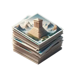 Stack of Photos Featuring Ancient Temple Landscape