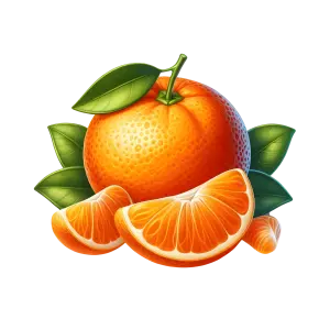 Orange Fruit with Leaves and Slices