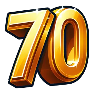 3D Shiny Gold Number 70 Illustration