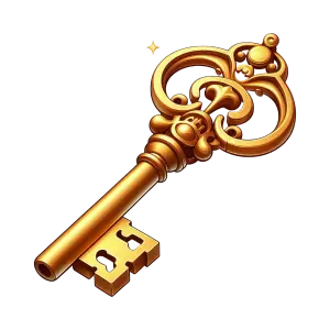Golden Old-fashioned Ornate Key with Decorative Handle