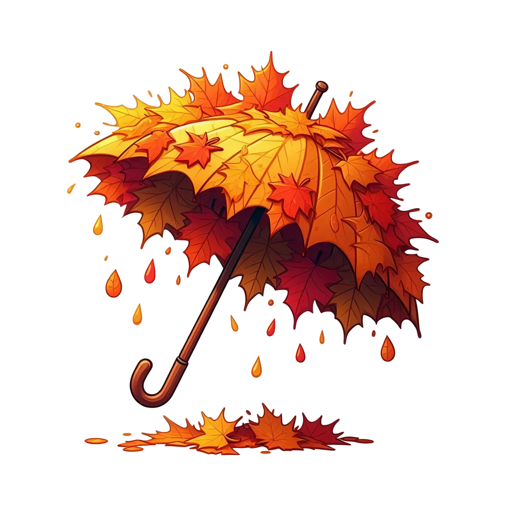 Autumn Umbrella Made of Colorful Maple Leaves