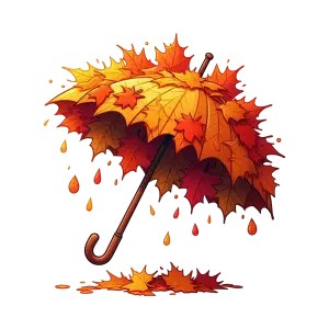 Autumn Umbrella Made of Colorful Maple Leaves