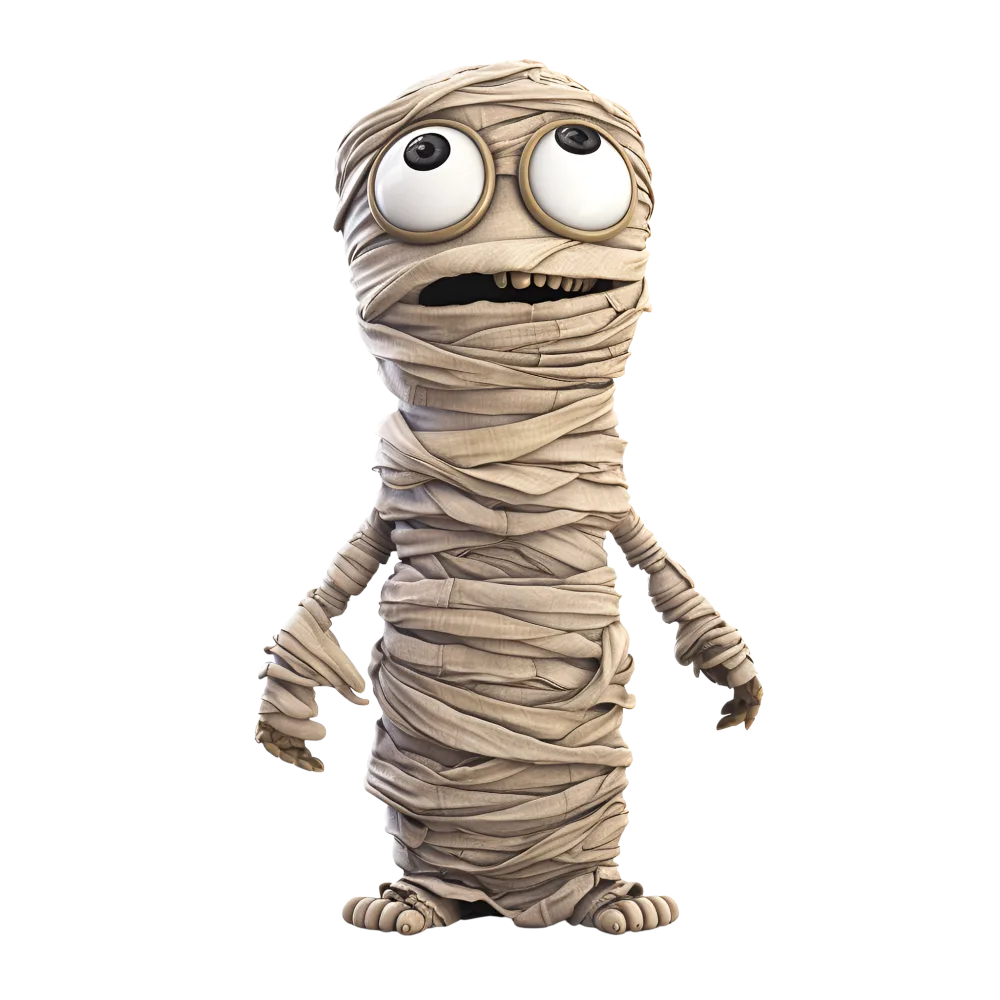 Cartoon Mummy Character with Big Eyes