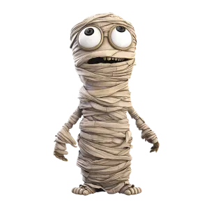 Cartoon Mummy Character with Big Eyes