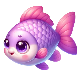 Cute Purple Cartoon Fish with Big Eyes