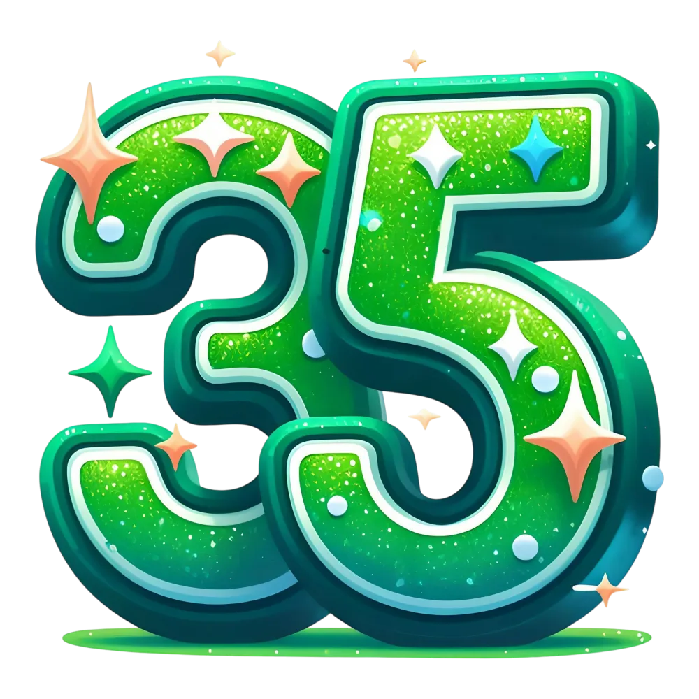 Green Glitter Sparkling Number 35