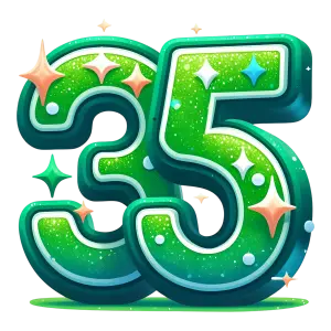 Green Glitter Sparkling Number 35