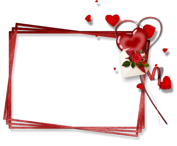 Romantic Red Heart Photo Frame with Rose and Love Letter