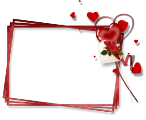 Romantic Red Heart Photo Frame with Rose and Love Letter