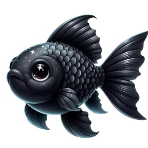 Cute Black Goldfish with Sparkling Scales