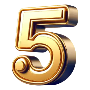 Golden 3D Number 5