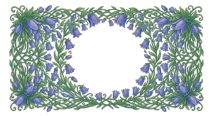 Ornate Blue Bell Flower Frame with Green Vines