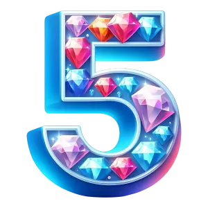 Blue Number 5 Filled with Colorful Gemstones