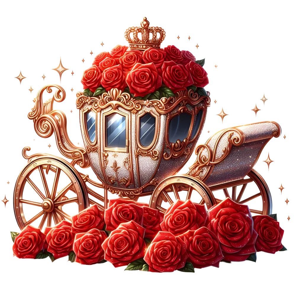 Royal Gold Carriage Decorated with Red Roses