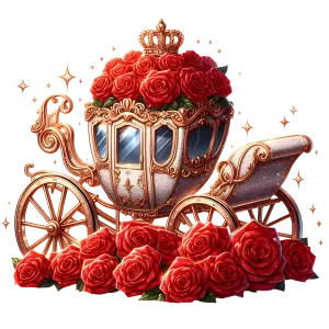 Royal Gold Carriage Decorated with Red Roses