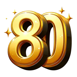 Golden 80 Number with Sparkles