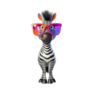 Cool Cartoon Zebra Wearing Colorful Sunglasses