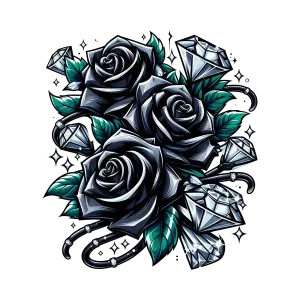 Black Roses and Diamond Jewelry Illustration