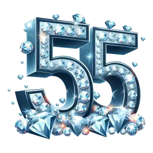Diamond-Studded Number 55 Glittering with Jewels