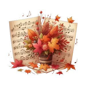 Autumn Leaves Floral Arrangement with Music Sheets