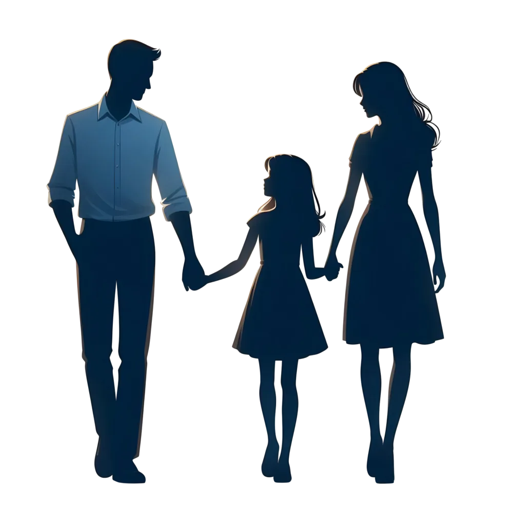 Silhouettes of a Family Holding Hands