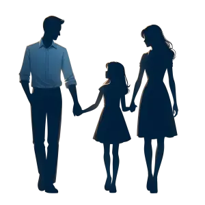Silhouettes of a Family Holding Hands
