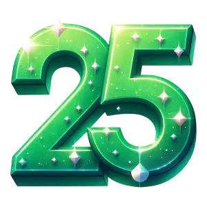 3D Glittery Green Number 25