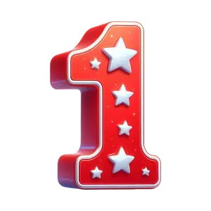 Red Number One with White Stars