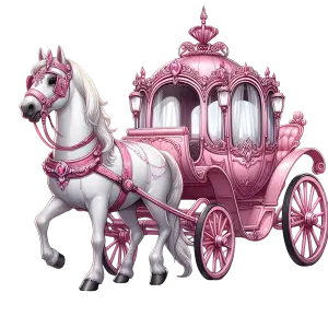 Pink Royal Horse Carriage with White Horse