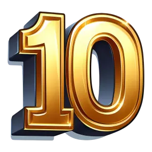 Golden Number 10 with 3D Effect
