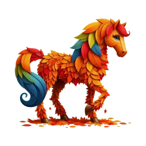 Colorful Leaf Horse Illustration