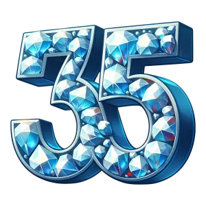 3D Number 35 with Blue Diamond Texture