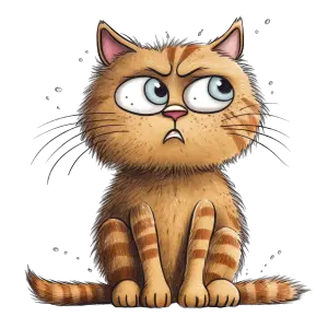 Grumpy Cartoon Orange Tabby Cat with Blue Eyes