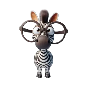 Cartoon Zebra Wearing Oversized Glasses