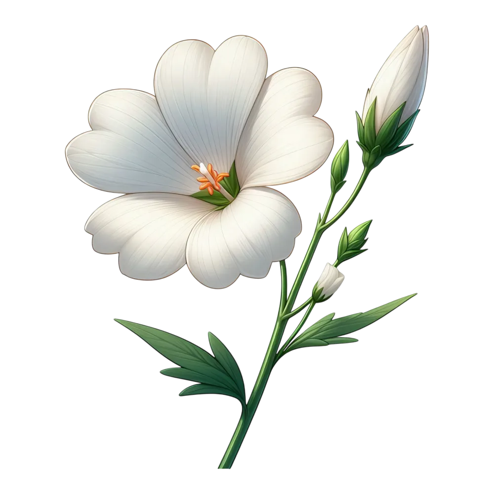 White Hibiscus Flower with Buds PNG