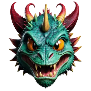 Colorful Cartoon Dragon Head with Horns