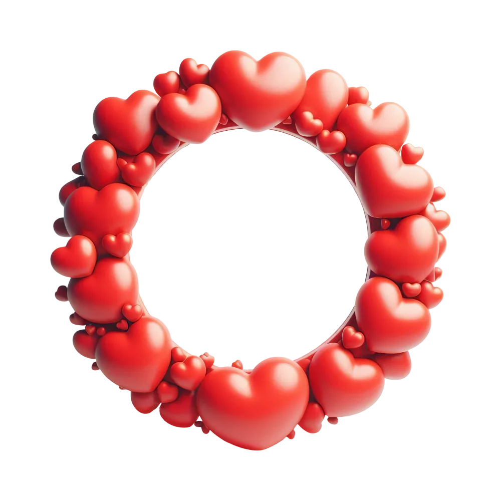 Red Heart-Shaped Ring Frame