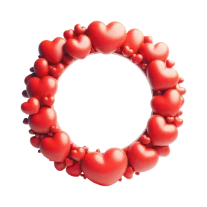 Red Heart-Shaped Ring Frame