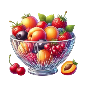 Glass Bowl Filled with Mixed Fresh Fruits