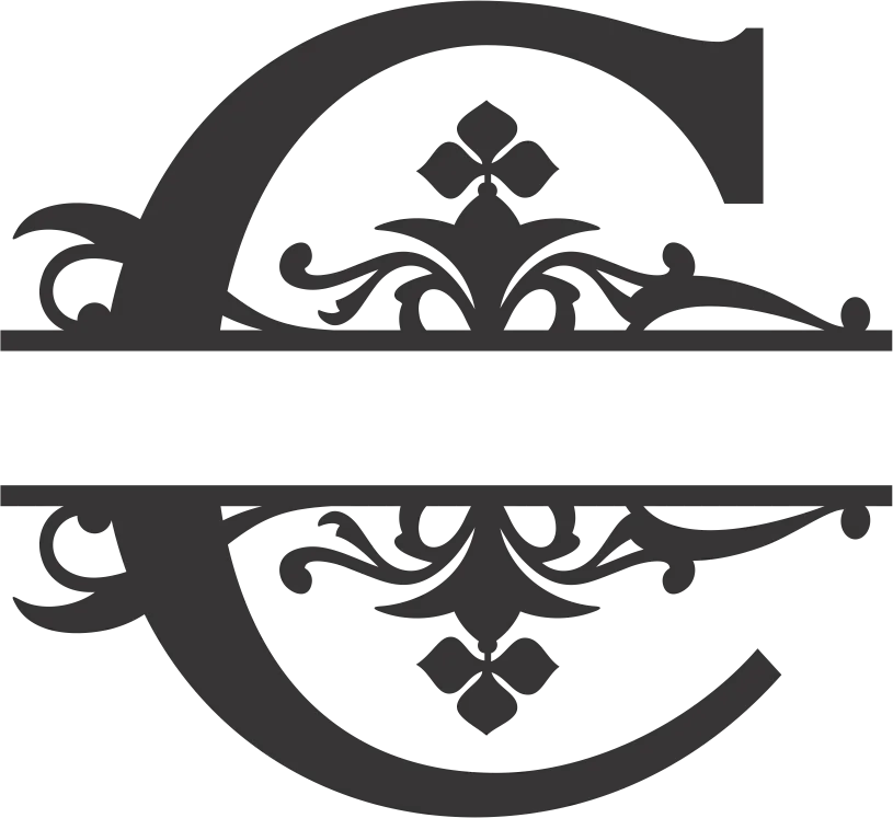 Black Decorative Filigree Flourish with Horizontal Line