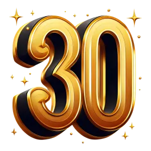 3D Gold Number 30 with Sparkles