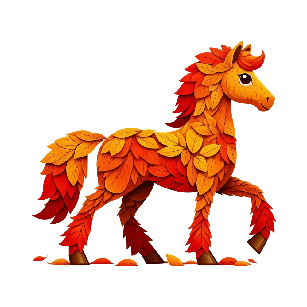 Autumn Leaf Horse Illustration