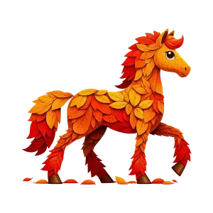 Autumn Leaf Horse Illustration