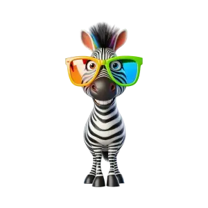 Funny Cartoon Zebra Wearing Colorful Glasses