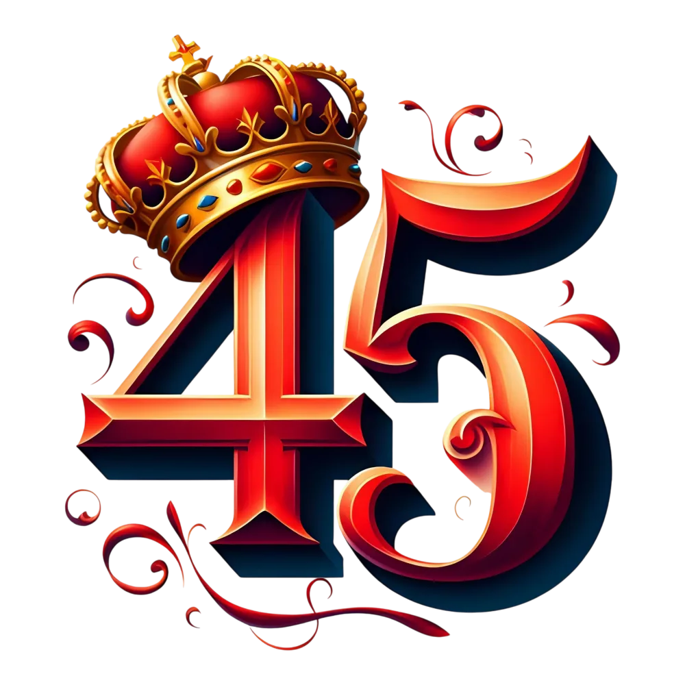 Decorative Number 45 with Royal Crown