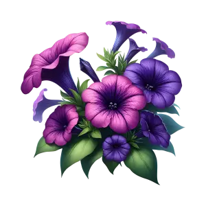 Vibrant Purple and Pink Petunias Flower Cluster